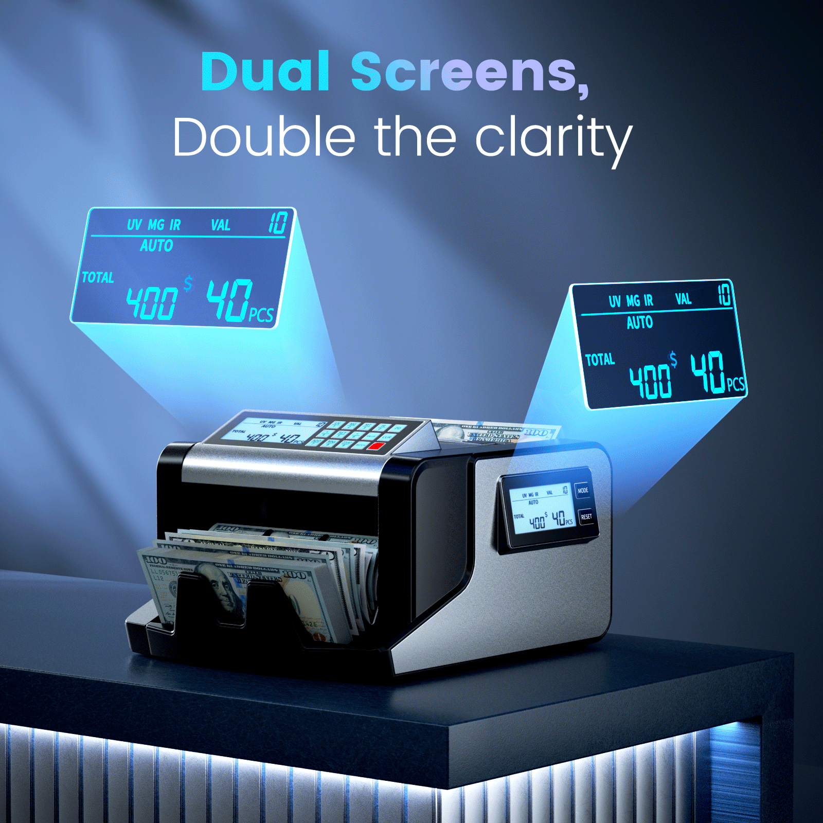 Aneken Money Counter Machinewith Value Count, Dollar, Euro UV/MG/IR/DD Counterfeit Detection, Single Denomination Bill Counter