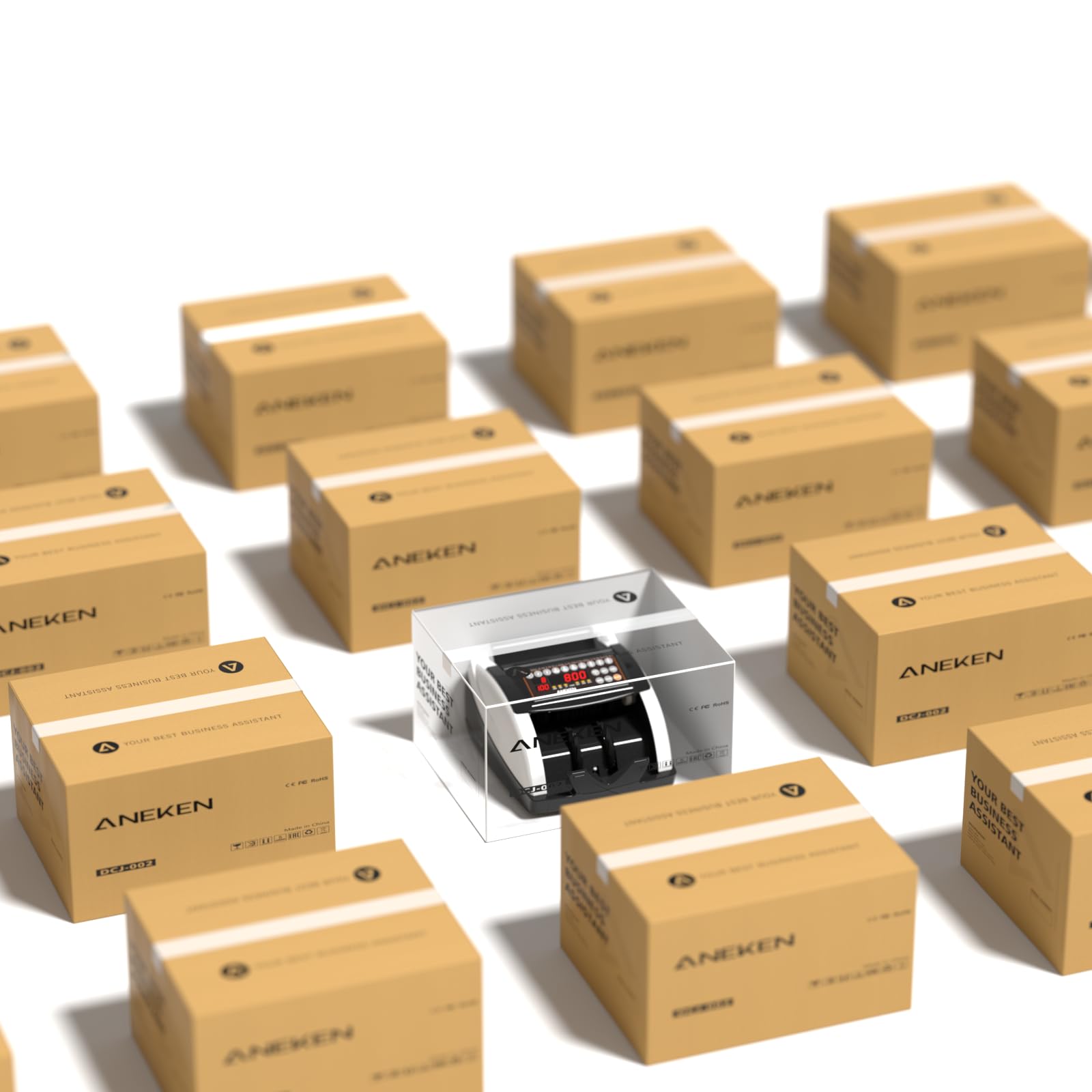 Aneken Money Counter with Value Count, UV/MG/IR Counterfeit Detection for Dollars Euros Machine with Count/Add/Batch/Auto Modes, Cash Counter with External LCD Display, White