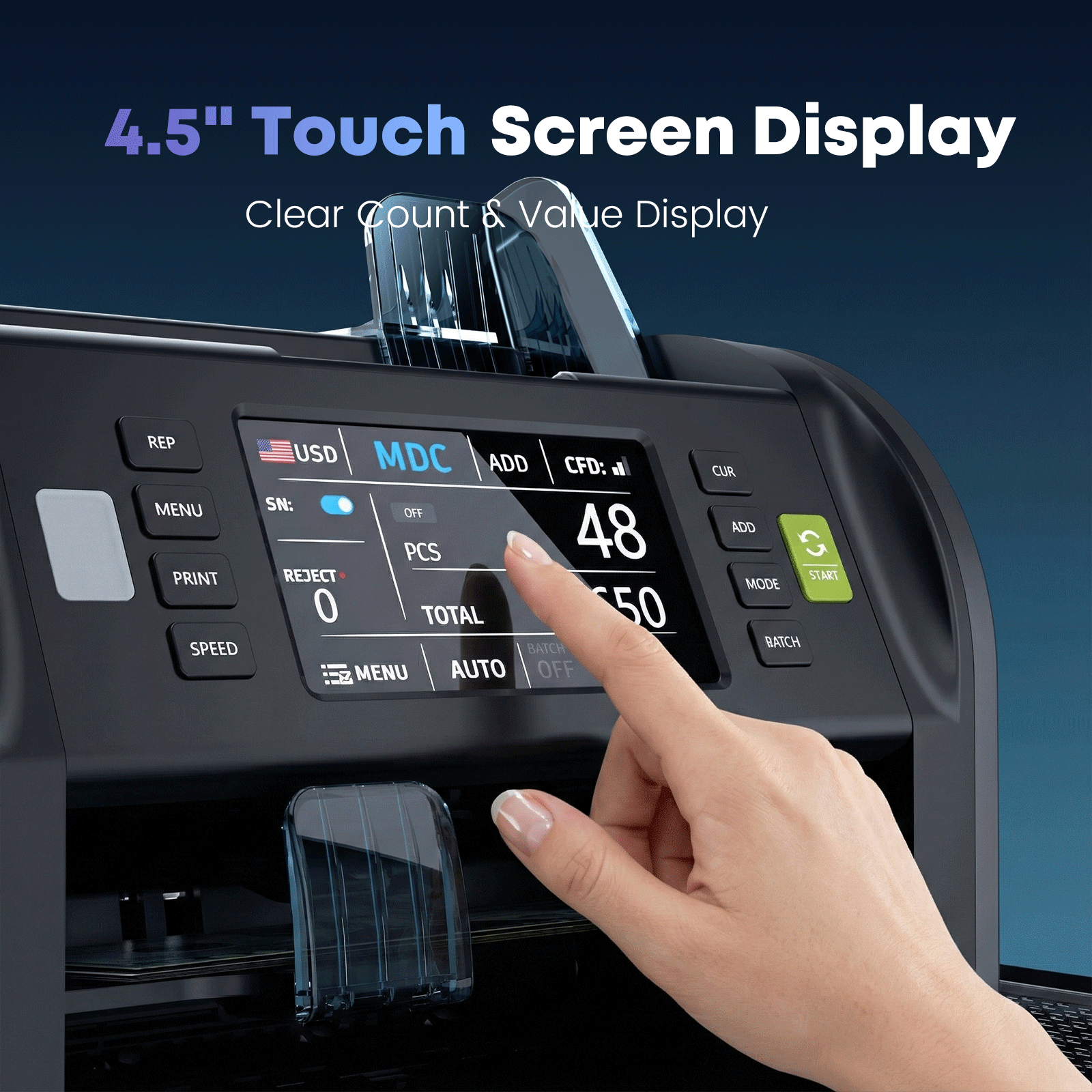 Aneken Ultra 2-Pocket Money Counter Machine Mixed Denomination with Built-in Printer, Multi-Currency Counter with Touch Screen, Bank-Grade Money Sorter with 2 CIS/UV/MG/IR/DD/DBL/HLF/CHN